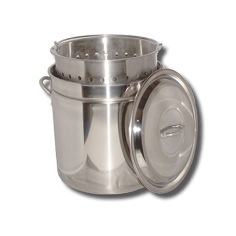 King Kooker 82 Qt Stainless Steel Ridged Stock Pot w/ Basket, Model# KK82SR