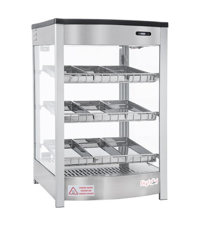 Skyfood 3-Tier 9 Pan Food Warmer Display Case Pans Steam Line, Model# FWD3S9P