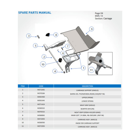 Carriage Sub-Assy for KMS-13, Model# M572393