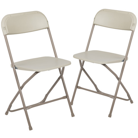 Flash Furniture Hercules Series Plastic Folding Chair Beige 2 Pack 650LB Weight Capacity Comfortable Event Chair-Lightweight Folding Chair, Model# 2-LE-L-3-BEIGE-GG