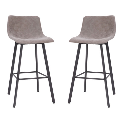 Flash Furniture Caleb Modern Armless 30 Inch Bar Height Commercial Grade Barstools w/ Footrests in Gray LeatherSoft & Black Matte Iron Frames, Set of 2, Model# CH-212069-30-GY-GG