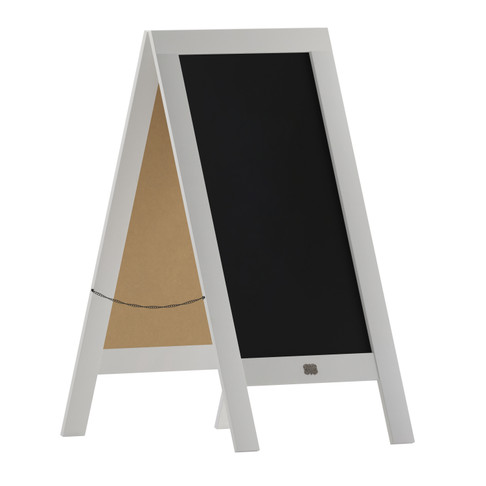 Flash Furniture Canterbury 40" x 20" White Wooden Indoor/Outdoor A-Frame Magnetic Chalkboard Sign Set w/ 8 Chalk Markers, 10 Stencils, & 2 Magnets, & Eraser, Model# HGWA-GDI-CRE8-754315-GG