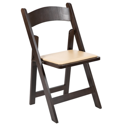 Flash Furniture HERCULES Series Chocolate Wood Folding Chair w/ Vinyl Padded Seat, Model# XF-2903-CHOC-WOOD-GG