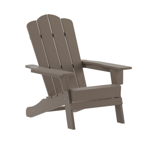 Flash Furniture Newport Adirondack Chair w/ Cup Holder, Weather Resistant HDPE Adirondack Chair in Brown, Model# LE-HMP-1044-10-BR-GG