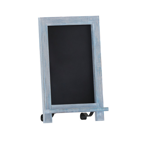 Flash Furniture Canterbury 9.5" x 14" Rustic Blue Tabletop Magnetic Chalkboard Sign w/ Metal Scrolled Legs, Hanging Wall Chalkboard, Countertop Memo Board, Model# HFKHD-GDIS-CRE8-912315-GG