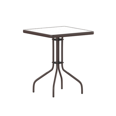 Flash Furniture Barker 23.5'' Bronze Square Tempered Glass Metal Table, Model# TLH-073A-1-BZ-GG