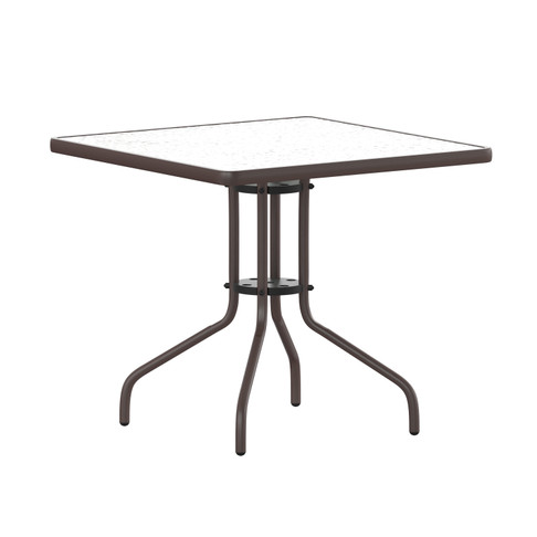 Flash Furniture Barker 31.5'' Bronze Square Tempered Glass Metal Table, Model# TLH-073A-2-BZ-GG