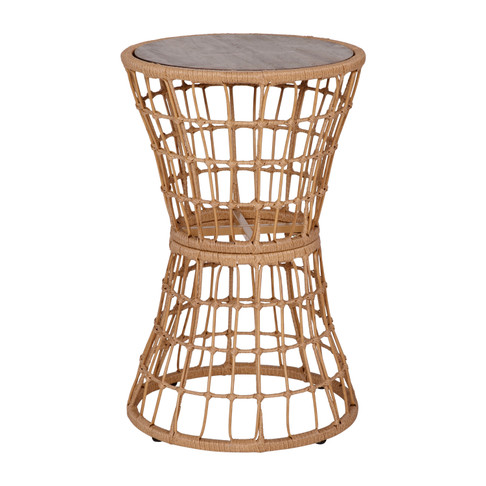 Flash Furniture Devon Indoor/Outdoor Natural Finish Rattan Rope Table w/ Acacia Wood Top, Fade & Weather Resistant, Model# TW-VN015-16-NAT-GG