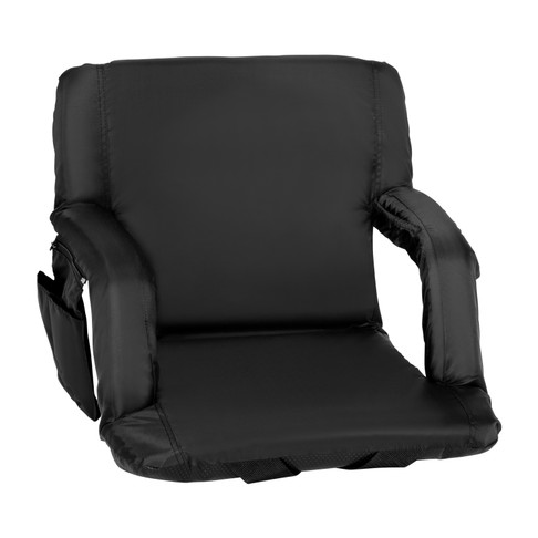 Flash Furniture Malta Black Portable Lightweight Reclining Stadium Chair w/ Armrests, Padded Back & Seat w/ Dual Storage Pockets & Backpack Straps, Model# FV-FA090-BK-GG