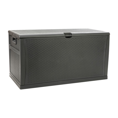 Flash Furniture Nobu 120 Gallon Plastic Deck Box Outdoor Waterproof Storage Box for Patio Cushions, Garden Tools & Pool Toys, Gray, Model# QT-KTL-4023GY-GG