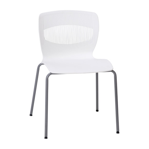 Flash Furniture HERCULES Series Commercial Grade 770 lb. Capacity Ergonomic Stack Chair w/ Lumbar Support & Silver Steel Frame White, Model# RUT-NC618-WH-GG