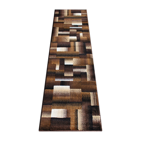 Flash Furniture Elio Collection 2' x 7' Chocolate Color Blocked Area Rug Olefin Rug w/ Jute Backing Entryway, Living Room, or Bedroom, Model# ACD-RGTRZ861-27-CO-GG