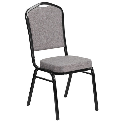 Flash Furniture HERCULES Series Crown Back Stacking Banquet Chair in Gray Fabric Black Frame, Model# FD-C01-B-5-GG