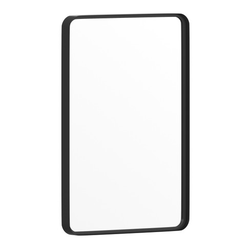 Flash Furniture Janinne 20" x 30" Decorative Wall Mirror Rounded Corners, Bathroom & Living Room Glass Mirror Hangs Horizontal Or Vertical, Matte Black, Model# HFMHD-GDI-CRE8-212315-GG