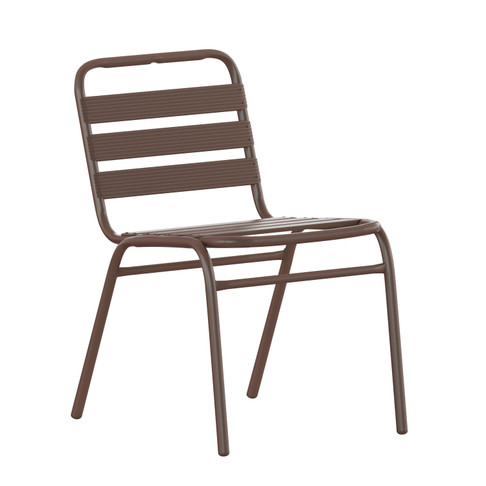 Flash Furniture Lila Commercial Bronze Metal Indoor-Outdoor Restaurant Stack Chair w/ Metal Triple Slat Back, Model# TLH-015C-BZ-GG