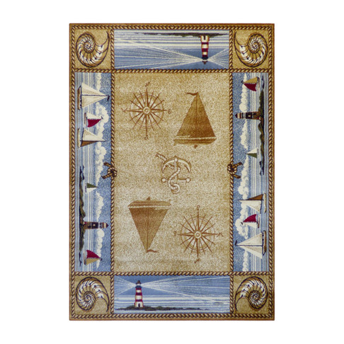 Flash Furniture Sovalye Collection Beige Nautical Themed 5' x 7' Area Rug w/ Jute Backing for Living Room, Bedroom, Entryway, Model# ACD-RGZ876345-57-BG-GG