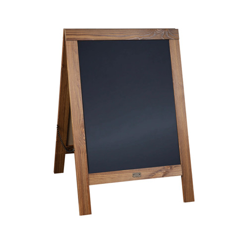 Flash Furniture Canterbury 30" x 20" Vintage Wood A-Frame Magnetic Indoor/Outdoor Chalkboard Sign, Freestanding Double Sided Extra Large Message Board, Torched Brown, Model# HGWA-CB-3020-TORCH-GG