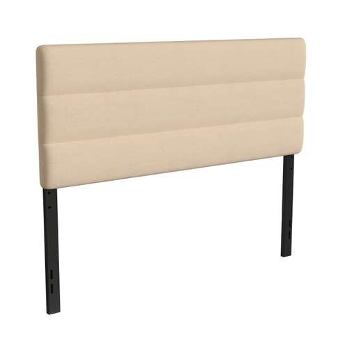 Flash Furniture Paxton Queen Channel Stitched Fabric Upholstered Headboard, Adjustable Height from 44.5" to 57.25" Cream, Model# TW-3WLHB21-W-Q-GG