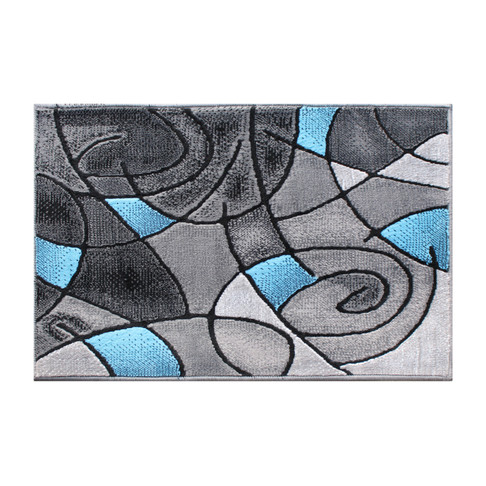 Flash Furniture Jubilee Collection 2' x 3' Blue Abstract Pattern Area Rug Olefin Rug w/ Jute Backing for Hallway, Entryway, or Bedroom, Model# ACD-RGTRZ860-23-BL-GG