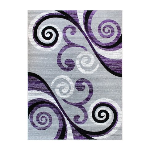 Flash Furniture Valli Collection 5' x 7' Purple Abstract Area Rug Olefin Rug w/ Jute Backing Hallway, Entryway, Bedroom, Living Room, Model# OKR-RG1100-57-PU-GG