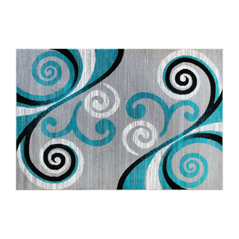 Flash Furniture Valli Collection 5' x 7' Turquoise Abstract Area Rug Olefin Rug w/ Jute Backing Hallway, Entryway, Bedroom, Living Room, Model# OKR-RG1100-57-TQ-GG