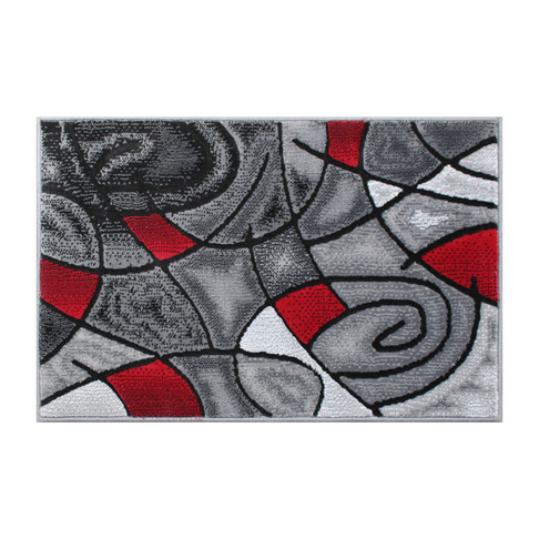 Flash Furniture Jubilee Collection 2' x 3' Red Abstract Pattern Area Rug Olefin Rug w/ Jute Backing for Hallway, Entryway, or Bedroom, Model# ACD-RGTRZ860-23-RD-GG