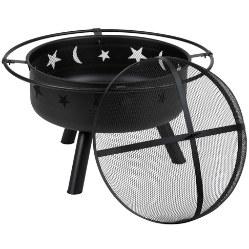 Flash Furniture Chelton 29" Round Wood Burning Firepit w/ Mesh Spark Screen, Model# YL-32D-GG