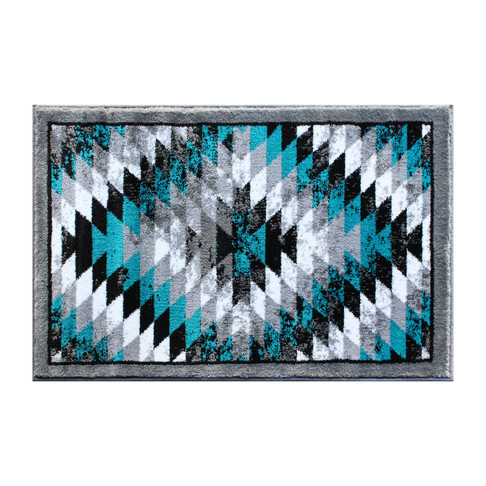 Flash Furniture Teagan Collection Southwestern 2' x 3' Turquoise Area Rug Olefin Rug w/ Jute Backing Entryway, Living Room, Bedroom, Model# OKR-RG1106-23-TQ-GG