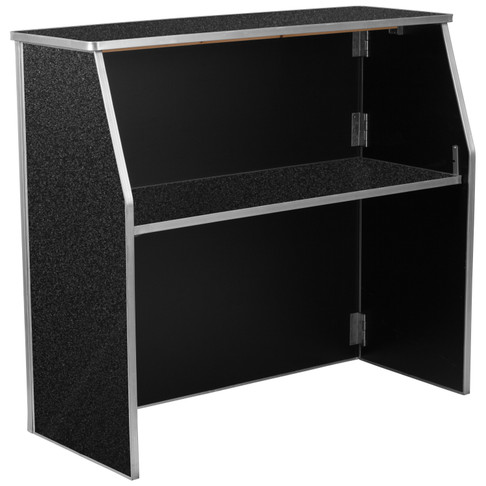 Flash Furniture Amara 4' Black Marble Laminate Foldable Bar Portable Event Bar, Model# XA-BAR-48-MAR-GG