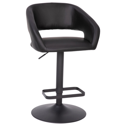 Flash Furniture Erik Contemporary Black Vinyl Adjustable Height Barstool w/ Rounded Mid-Back & Black Base, Model# CH-122070-BKBK-GG