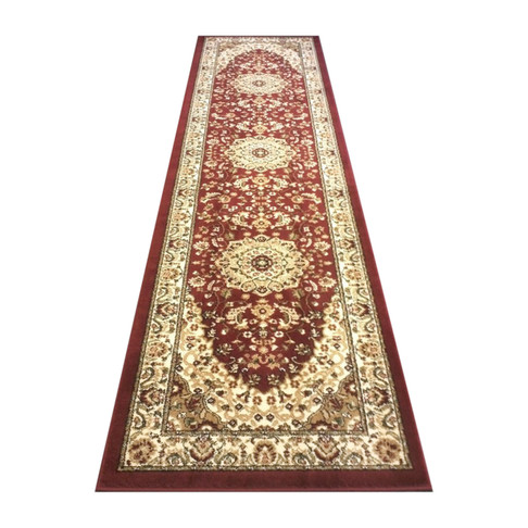 Flash Furniture Mersin Collection Persian Style 2' x 7' Burgundy Area Rug Olefin Rug w/ Jute Backing Hallway, Entryway, Bedroom, Living Room, Model# NR-RG11-27-BU-GG