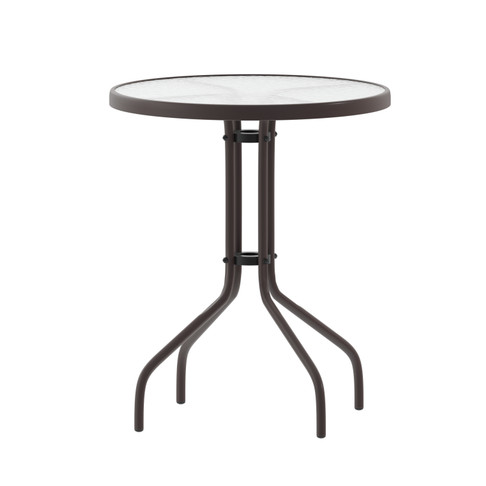 Flash Furniture Bellamy 23.75'' Bronze Round Tempered Glass Metal Table, Model# TLH-070-1-BZ-GG