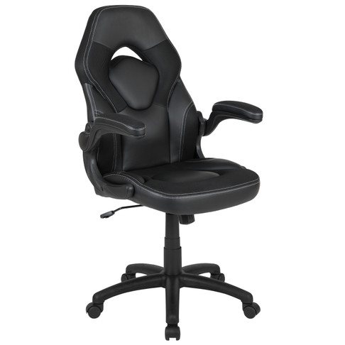 Flash Furniture X10 Gaming Chair Racing Office Ergonomic Computer PC Adjustable Swivel Chair w/ Flip-up Arms, Black LeatherSoft, Model# CH-00095-BK-GG