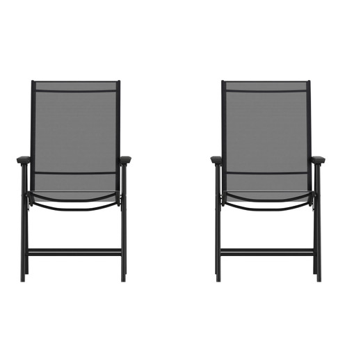 Flash Furniture Paladin Black Outdoor Folding Patio Sling Chair, Model# 2-TLH-SC-044-BKBK-GG