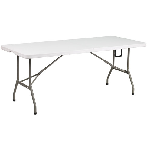 Flash Furniture Elon 6-Foot Bi-Fold Granite White Plastic Banquet & Event Folding Table w/ Carrying Handle, Model# DAD-YCZ-183Z-GG