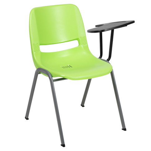 Flash Furniture HERCULES Green Ergonomic Shell Chair w/ Left Handed Flip-Up Tablet Arm, Model# RUT-EO1-GN-LTAB-GG