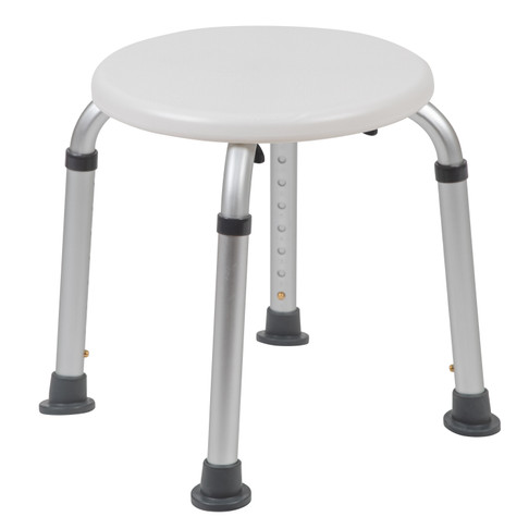 Flash Furniture HERCULES Series Tool-Free & Quick Assembly, 300 Lb. Capacity, Adjustable White Bath & Shower Stool, Model# DC-HY3400L-WH-GG