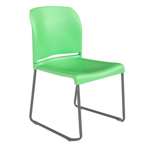 Flash Furniture HERCULES Series 880 lb. Capacity Green Full Back Contoured Stack Chair w/ Gray Powder Coated Sled Base, Model# RUT-238A-GN-GG