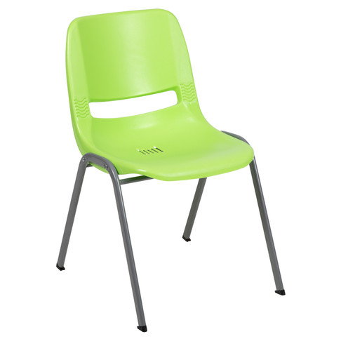 Flash Furniture HERCULES Series 880 lb. Capacity Green Ergonomic Shell Stack Chair w/ Gray Frame, Model# RUT-EO1-GN-GG