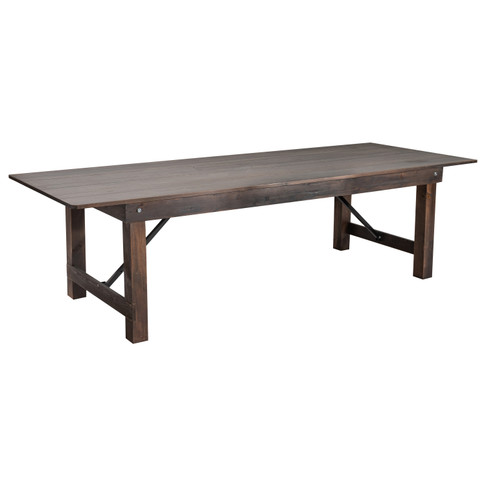 Flash Furniture HERCULES 9' x 40" Rectangular Antique Rustic Mahogany Solid Pine Folding Farm Table, Model# XA-F-108X40-MG-GG