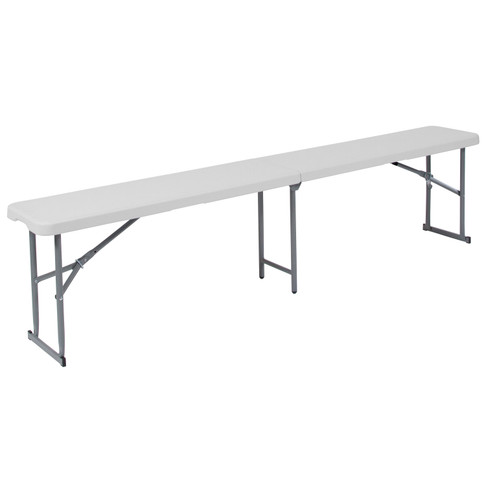 Flash Furniture Talbott 10.25''W x 71''L Bi-Fold Granite White Plastic Bench w/ Carrying Handle, Model# RB-1172FH-GG