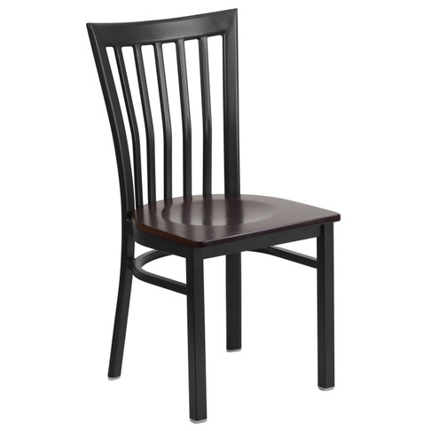 Flash Furniture HERCULES Series Black School House Back Metal Restaurant Chair Walnut Wood Seat, Model# XU-DG6Q4BSCH-WALW-GG