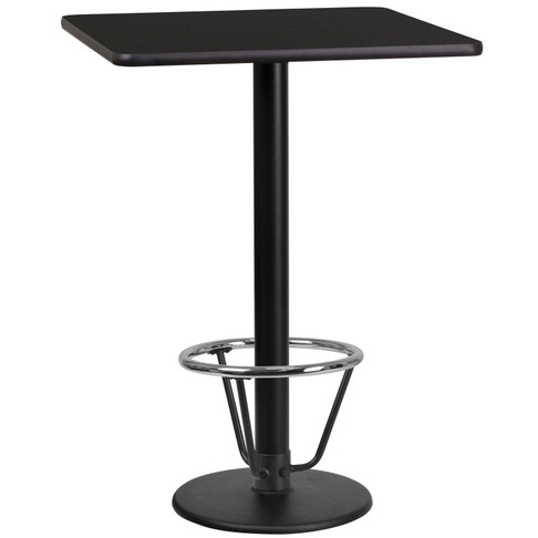 Flash Furniture Stiles 24'' Square Black Laminate Table Top w/ 18'' Round Bar Height Table Base & Foot Ring, Model# XU-BLKTB-2424-TR18B-3CFR-GG