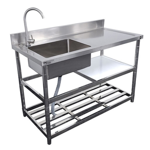 VacMaster 24" x 48" Work Table / Sink Combo with 4" Backsplash, Model# VSSCSU