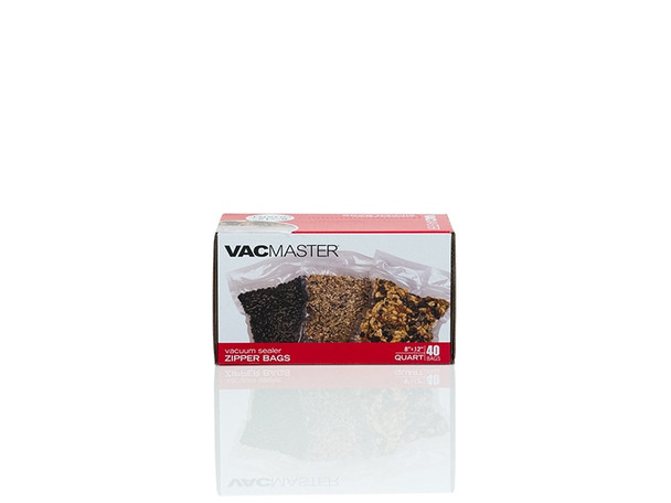 Vacmaster 8" X 12" Quart Zipper Storage Bags - 40 Count, Model# 948502