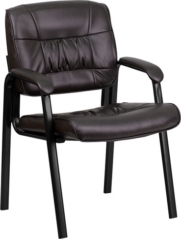 Flash Furniture Burgundy Leather Guest / Reception Chair with Black Frame Finish Model BT-1404-BN-GG