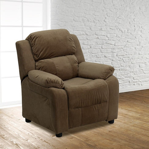 Flash Furniture Deluxe Heavily Padded Contemporary Brown Microfiber Kids Recliner with Storage Arms Model BT-7985-KID-MIC-BRN-GG 2