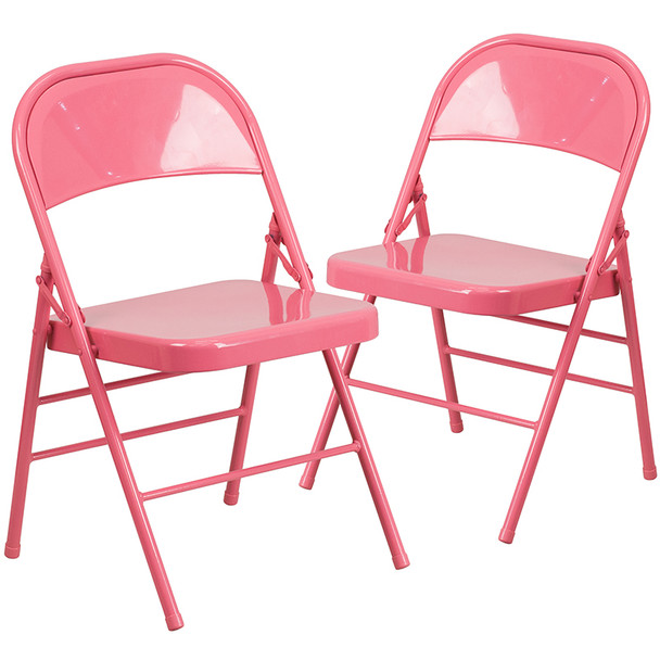 Flash Furniture HERCULES COLORBURST Series Bubblegum Pink Folding Chair, Model# 2-HF3-PINK-GG