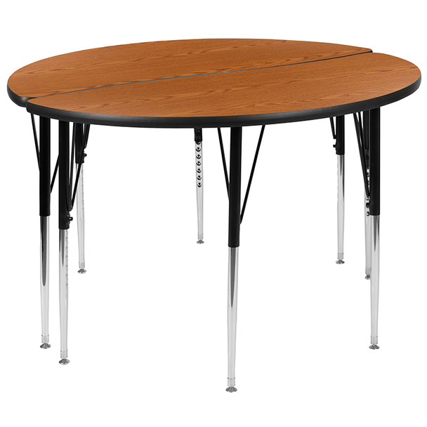 Flash Furniture 2PC 48" Circle Oak Table Set, Model# XU-GRP-A48-HCIRC-OAK-T-A-GG