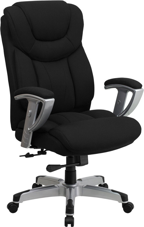 Flash Furniture HERCULES Series Big & Tall 400 lb. Rated Black Fabric Executive Ergonomic Office Chair with Silver Adjustable Arms, Model#